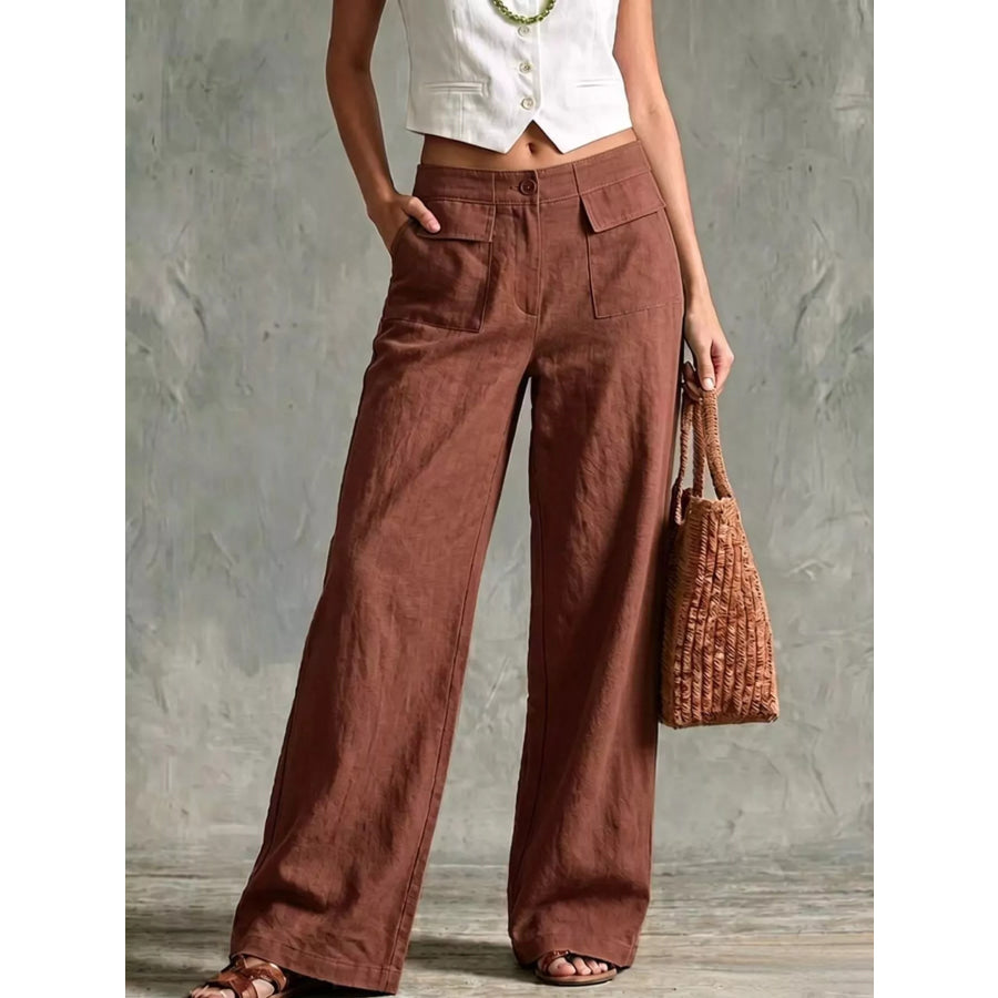 Full Size Wide Leg Pants Plus Size Maroon / S Apparel and Accessories