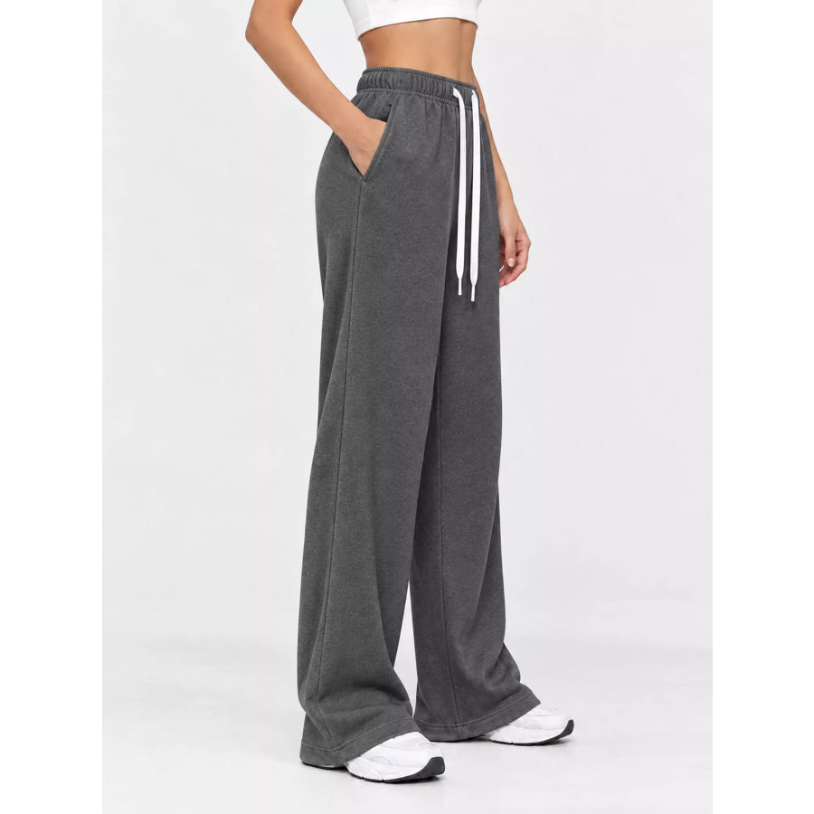 Full Size Wide-Leg Pants with Drawstring Plus Apparel and Accessories