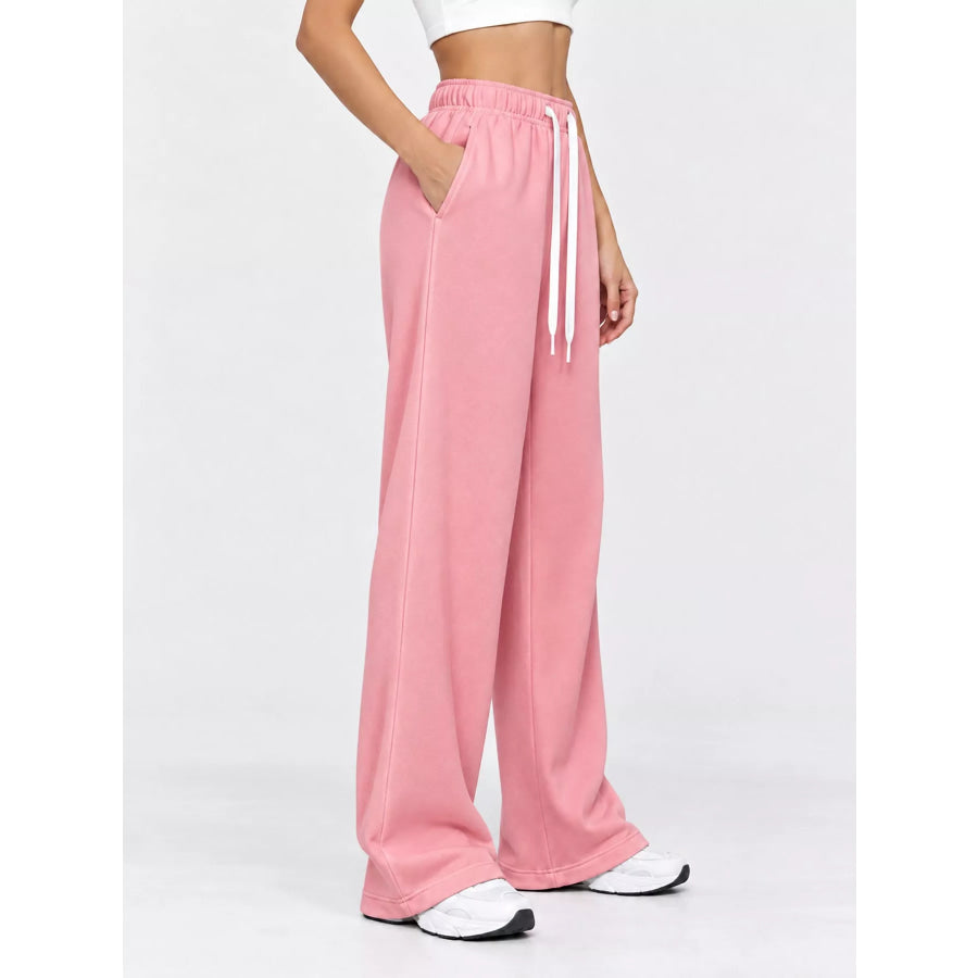 Full Size Wide-Leg Pants with Drawstring Plus Apparel and Accessories