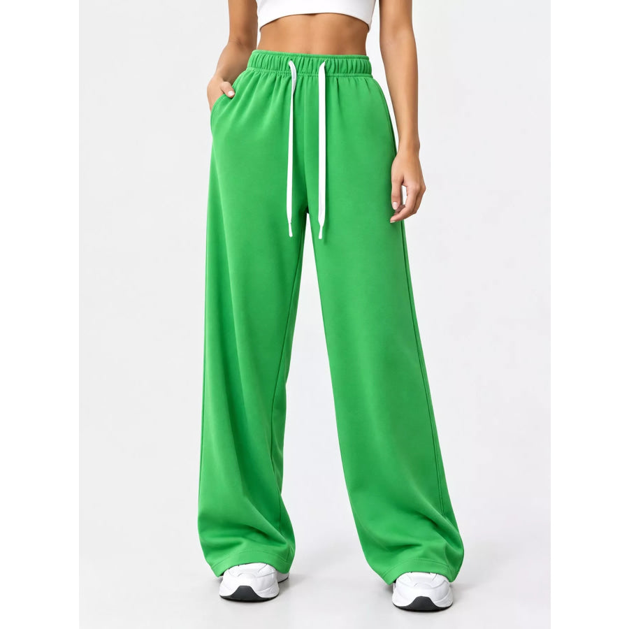Full Size Wide-Leg Pants with Drawstring Plus Apparel and Accessories