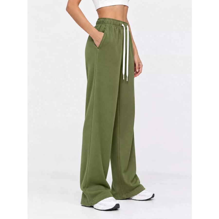 Full Size Wide-Leg Pants with Drawstring Plus Apparel and Accessories