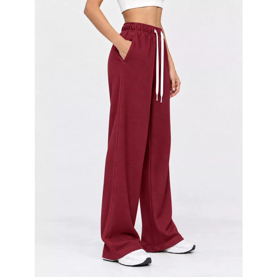 Full Size Wide-Leg Pants with Drawstring Plus Apparel and Accessories