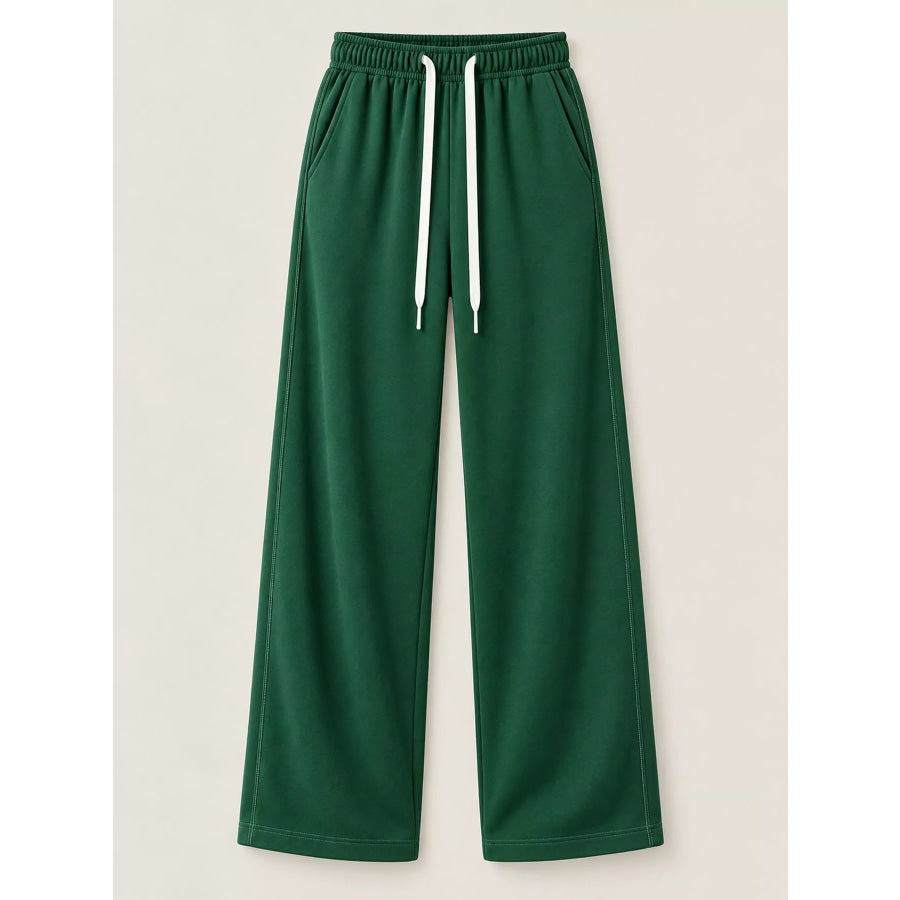 Full Size Wide-Leg Pants with Drawstring Plus Apparel and Accessories