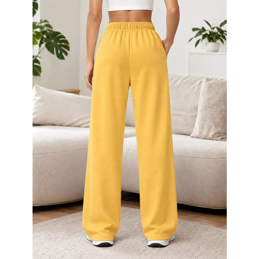 Full Size Wide-Leg Pants with Drawstring Plus Apparel and Accessories