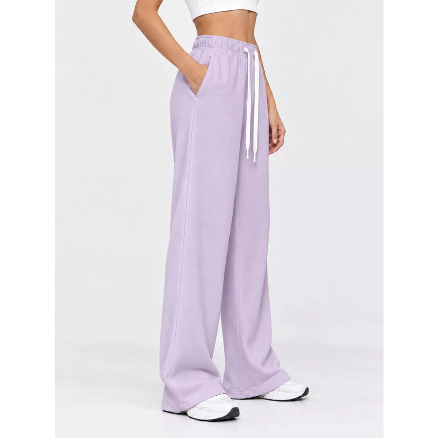 Full Size Wide-Leg Pants with Drawstring Plus Apparel and Accessories