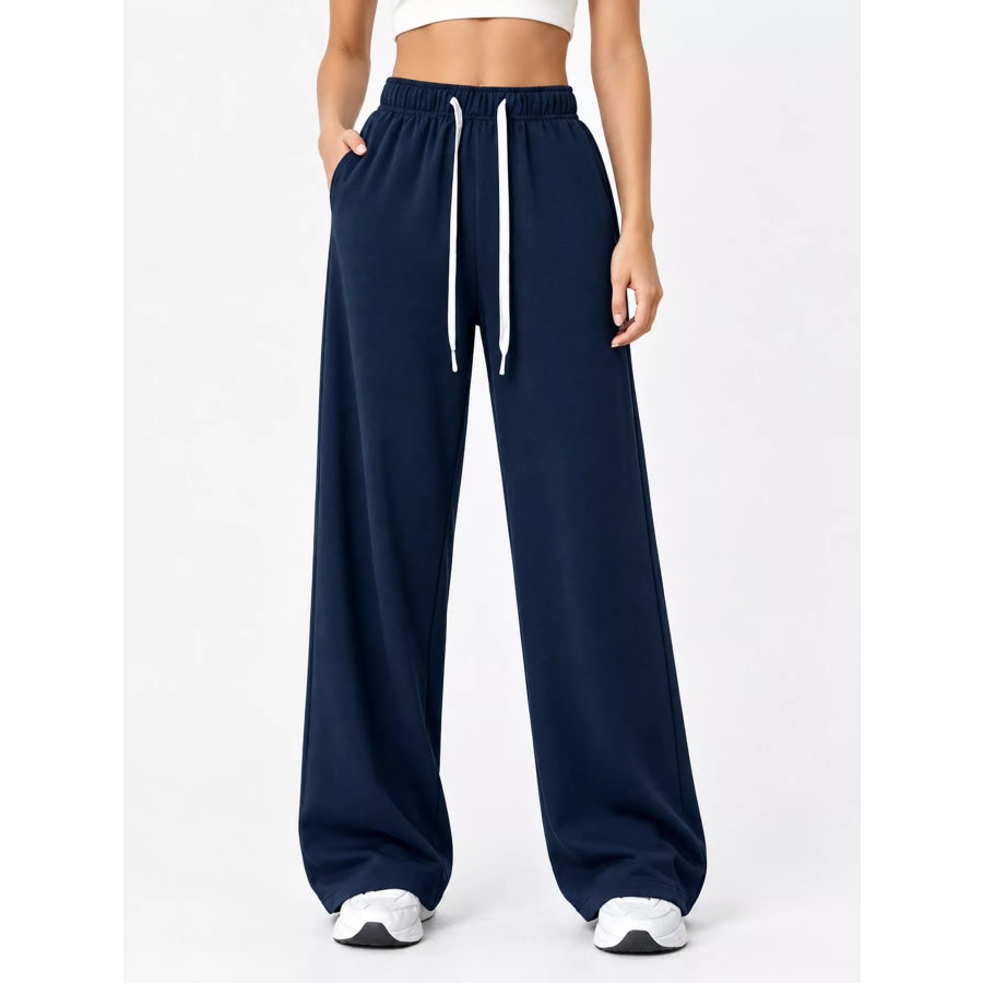 Full Size Wide-Leg Pants with Drawstring Plus Apparel and Accessories
