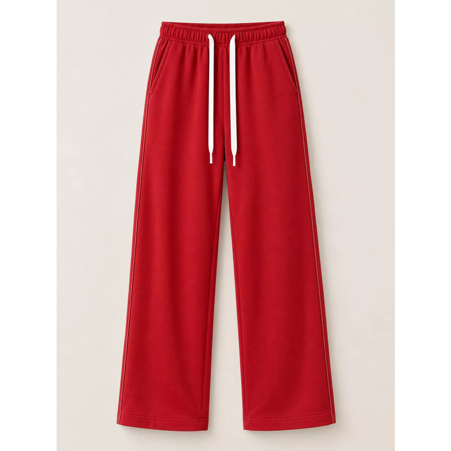 Full Size Wide-Leg Pants with Drawstring Plus Apparel and Accessories
