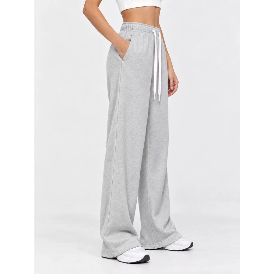 Full Size Wide-Leg Pants with Drawstring Plus Apparel and Accessories