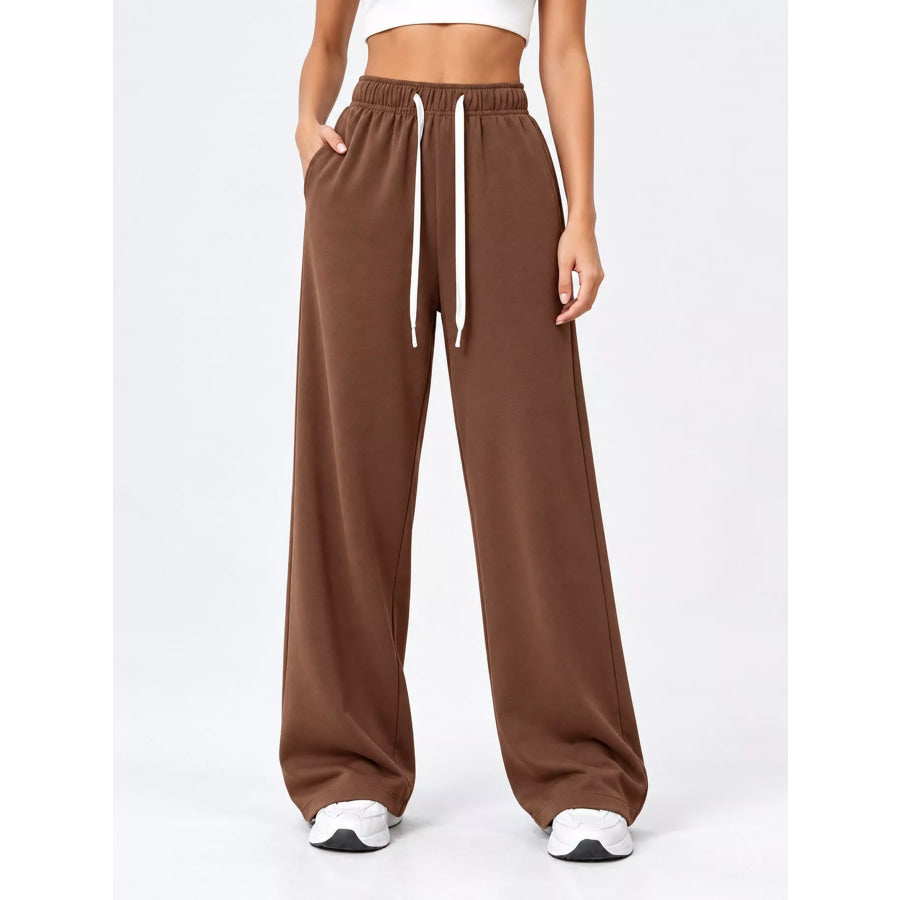 Full Size Wide-Leg Pants with Drawstring Plus Apparel and Accessories