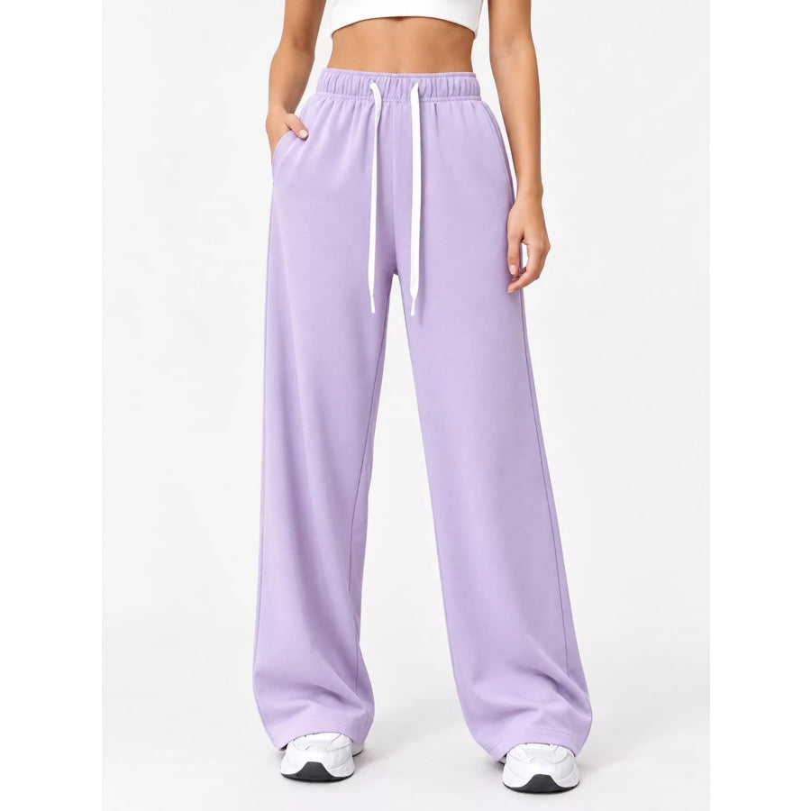 Full Size Wide-Leg Pants with Drawstring Plus Apparel and Accessories