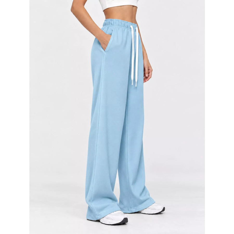 Full Size Wide-Leg Pants with Drawstring Plus Apparel and Accessories