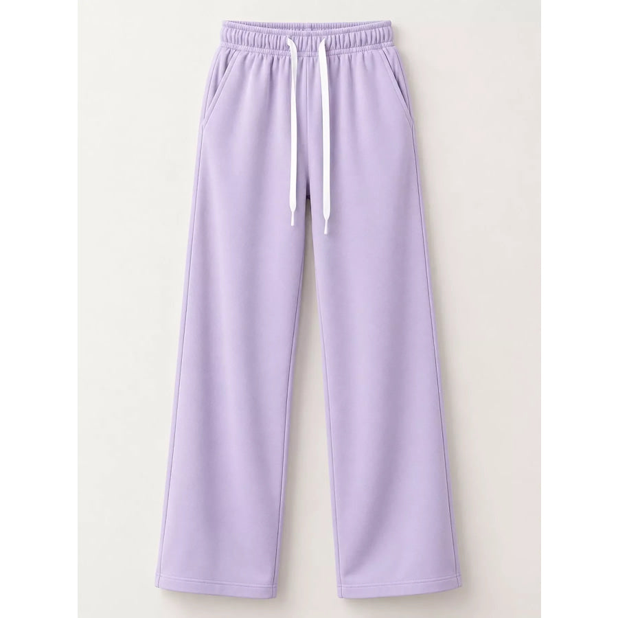 Full Size Wide-Leg Pants with Drawstring Plus Apparel and Accessories