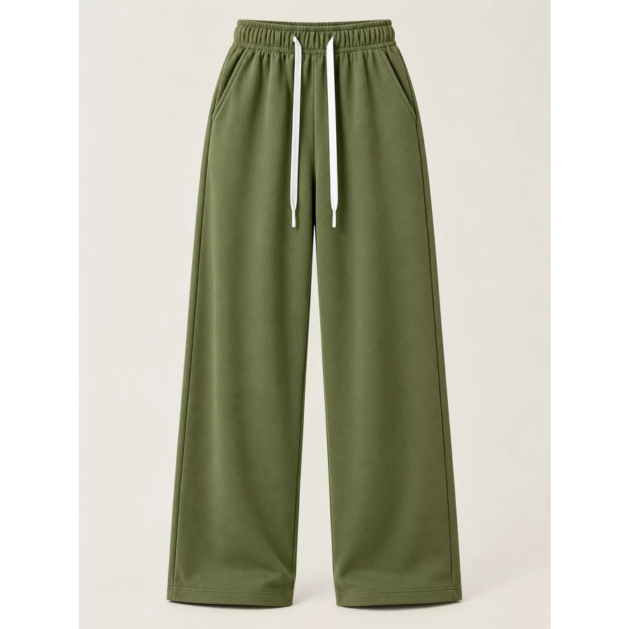 Full Size Wide-Leg Pants with Drawstring Plus Apparel and Accessories