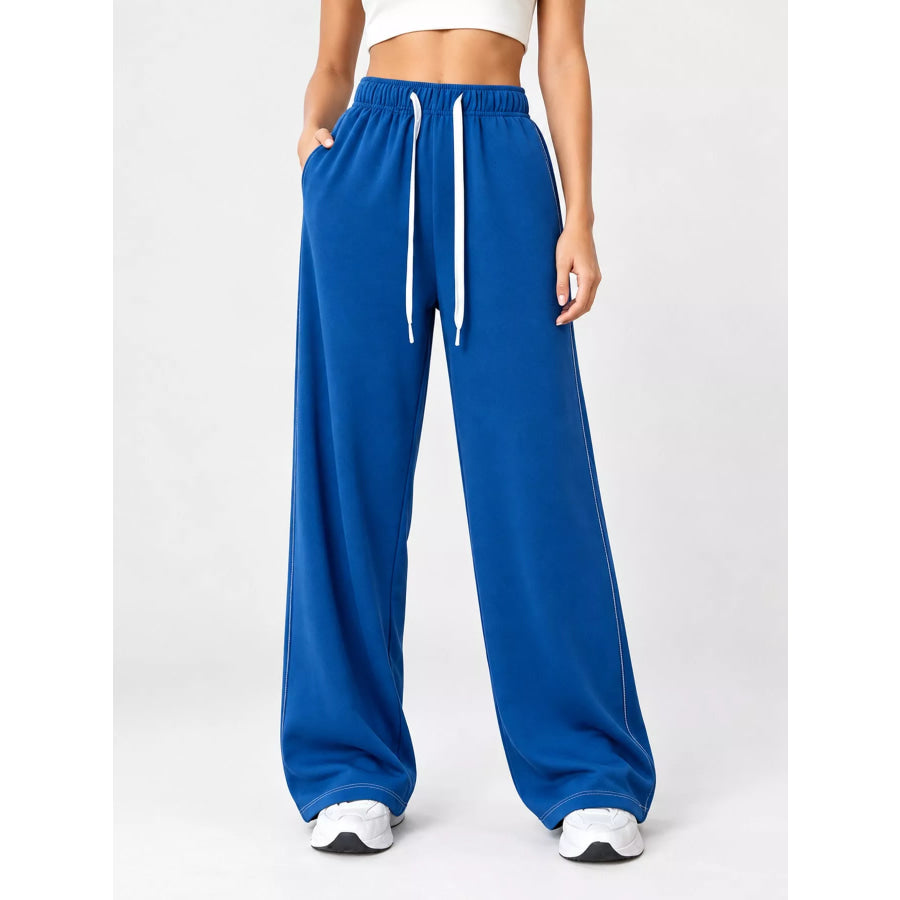 Full Size Wide-Leg Pants with Drawstring Plus Apparel and Accessories
