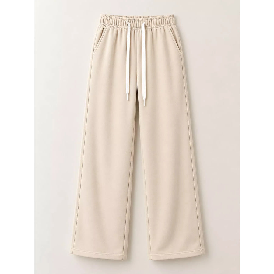 Full Size Wide-Leg Pants with Drawstring Plus Apparel and Accessories