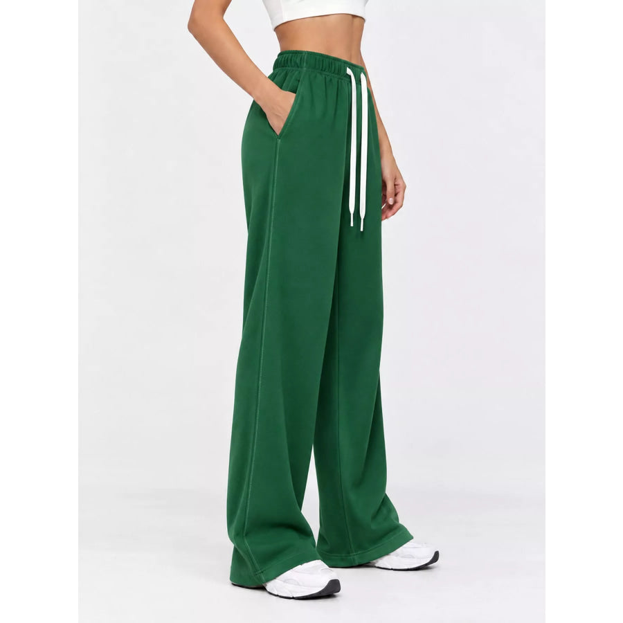 Full Size Wide-Leg Pants with Drawstring Plus Apparel and Accessories