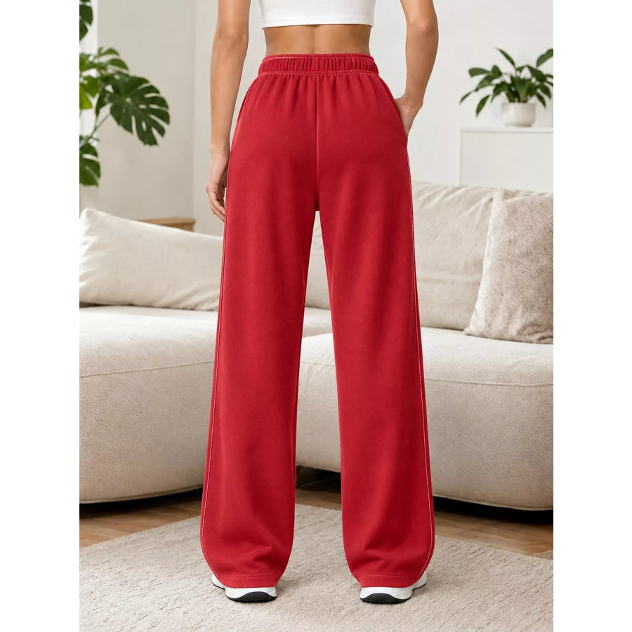 Full Size Wide-Leg Pants with Drawstring Plus Apparel and Accessories