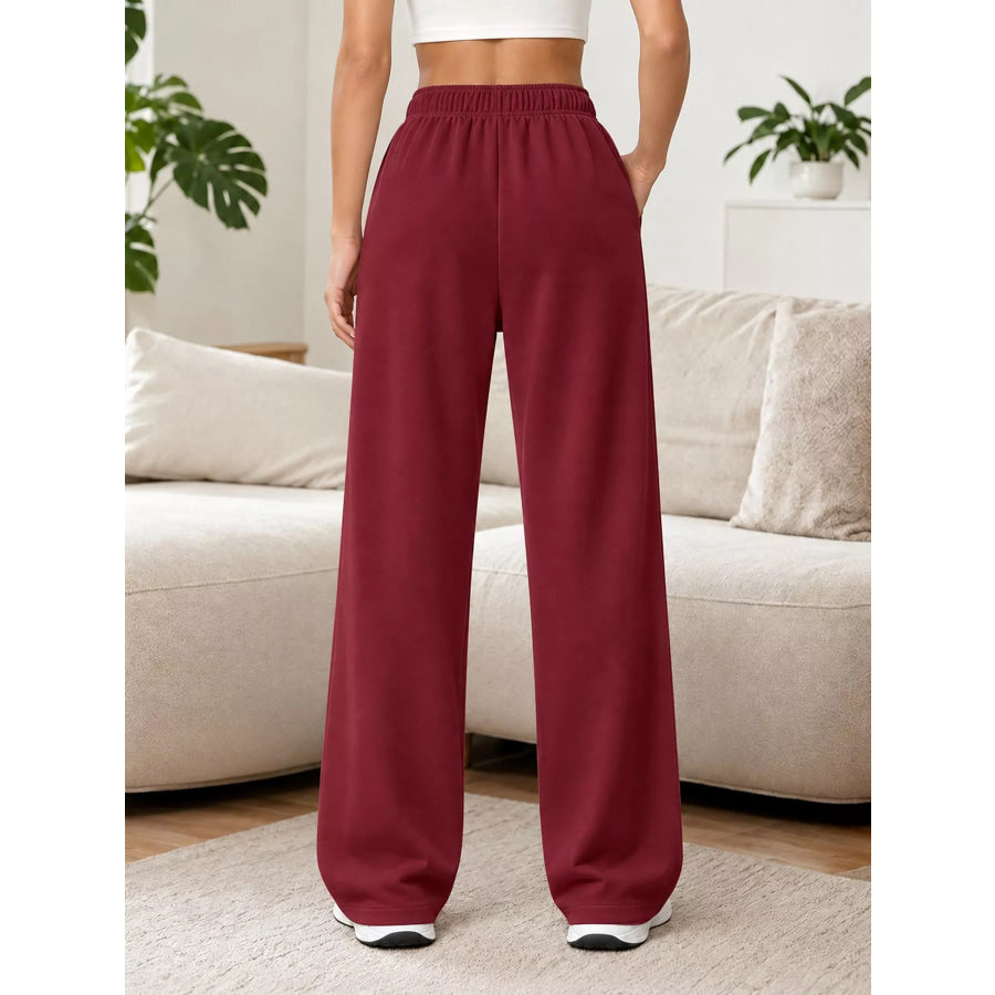 Full Size Wide-Leg Pants with Drawstring Plus Apparel and Accessories