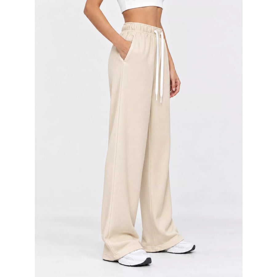 Full Size Wide-Leg Pants with Drawstring Plus Apparel and Accessories