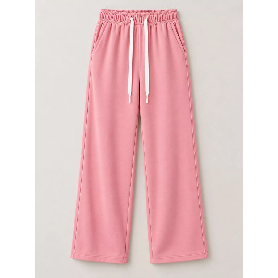 Full Size Wide-Leg Pants with Drawstring Plus Apparel and Accessories