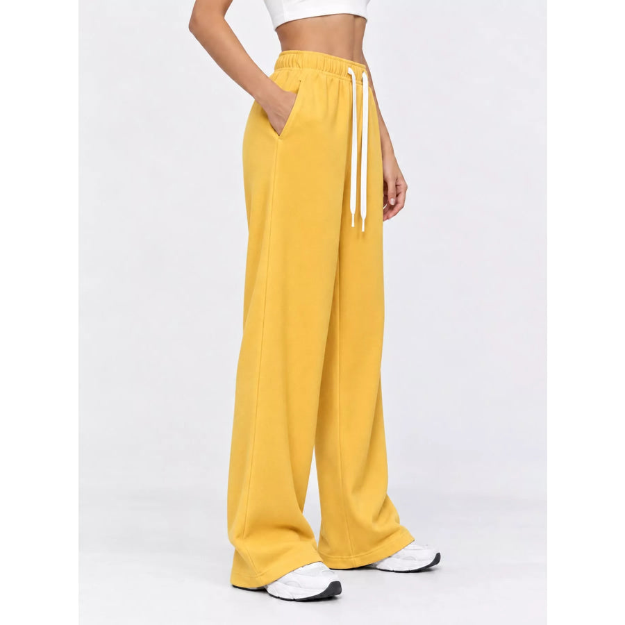 Full Size Wide-Leg Pants with Drawstring Plus Apparel and Accessories