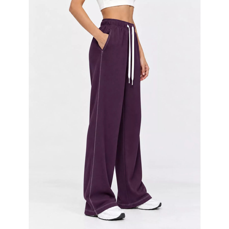 Full Size Wide-Leg Pants with Drawstring Plus Apparel and Accessories