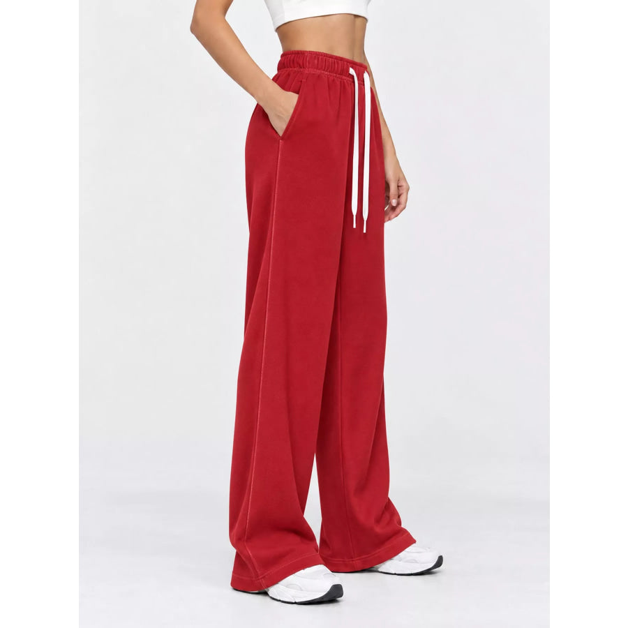 Full Size Wide-Leg Pants with Drawstring Plus Apparel and Accessories