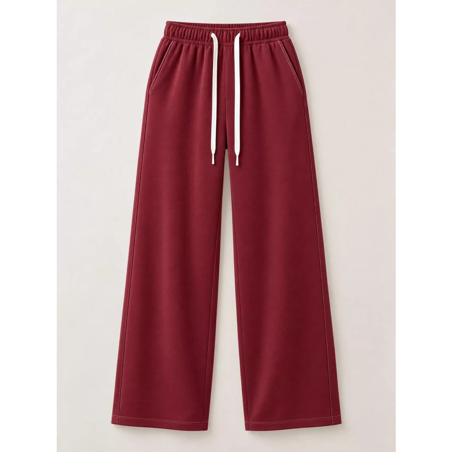 Full Size Wide-Leg Pants with Drawstring Plus Apparel and Accessories