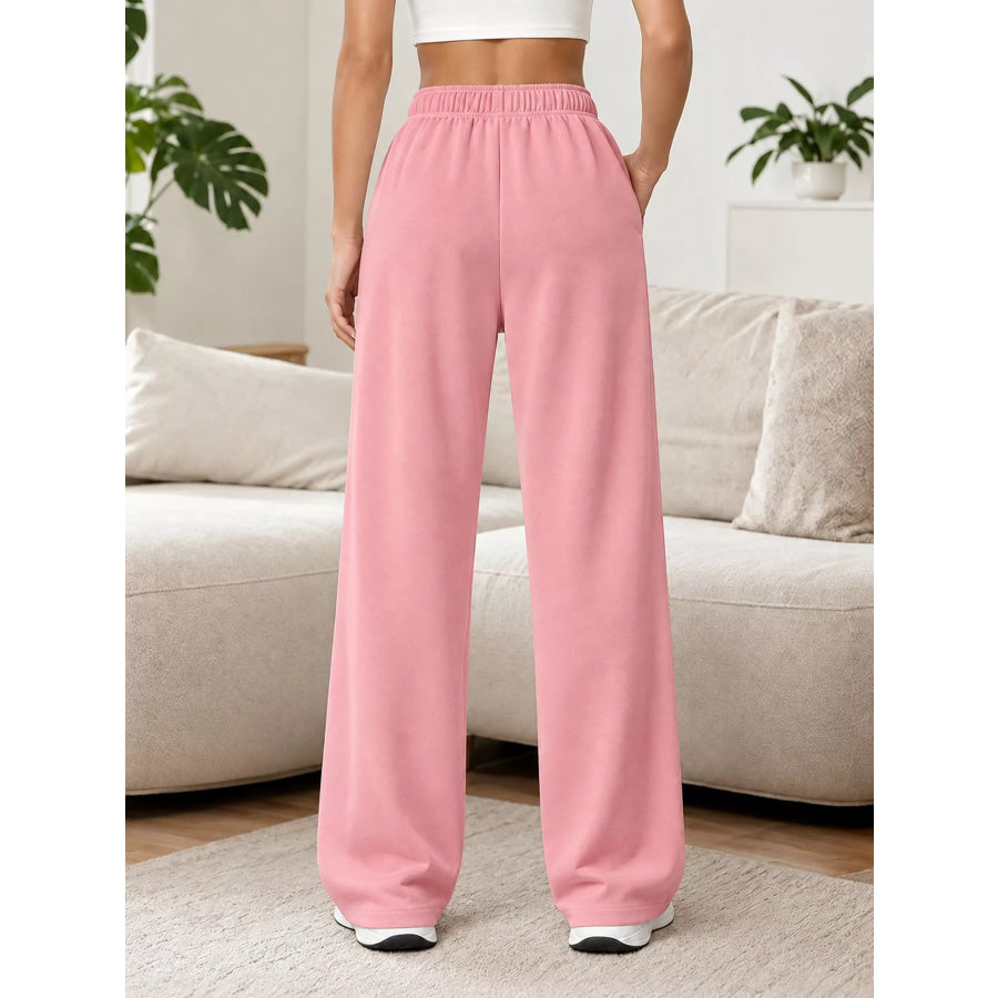 Full Size Wide-Leg Pants with Drawstring Plus Apparel and Accessories
