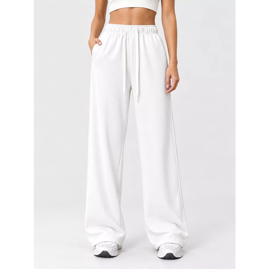 Full Size Wide-Leg Pants with Drawstring Plus Apparel and Accessories