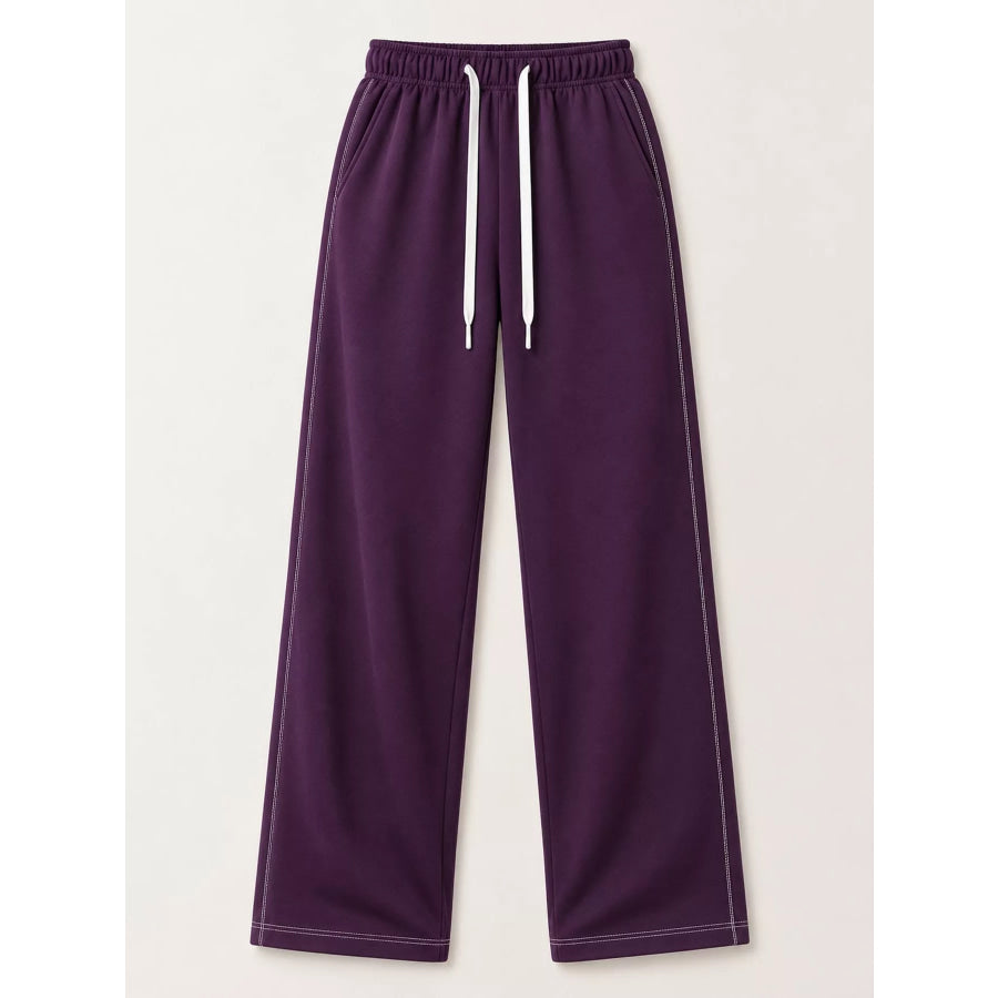 Full Size Wide-Leg Pants with Drawstring Plus Apparel and Accessories