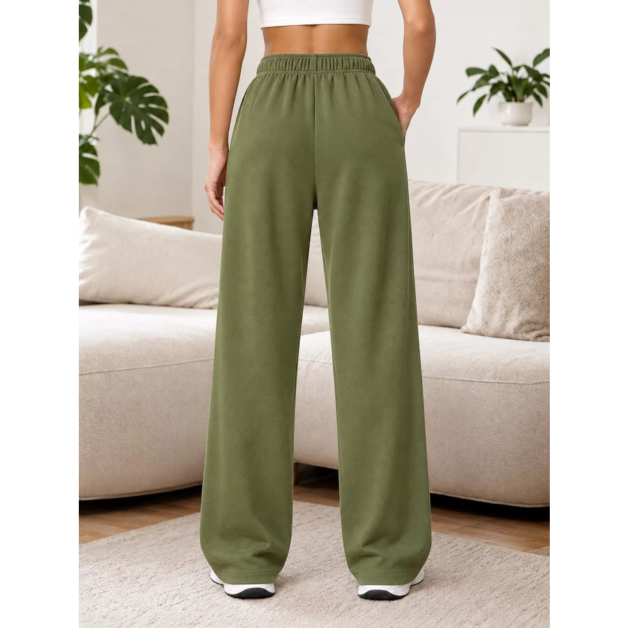 Full Size Wide-Leg Pants with Drawstring Plus Apparel and Accessories