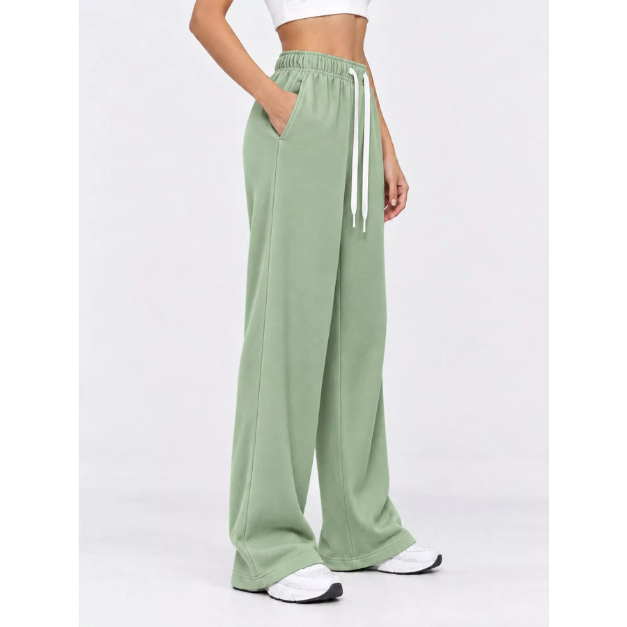 Full Size Wide-Leg Pants with Drawstring Plus Apparel and Accessories
