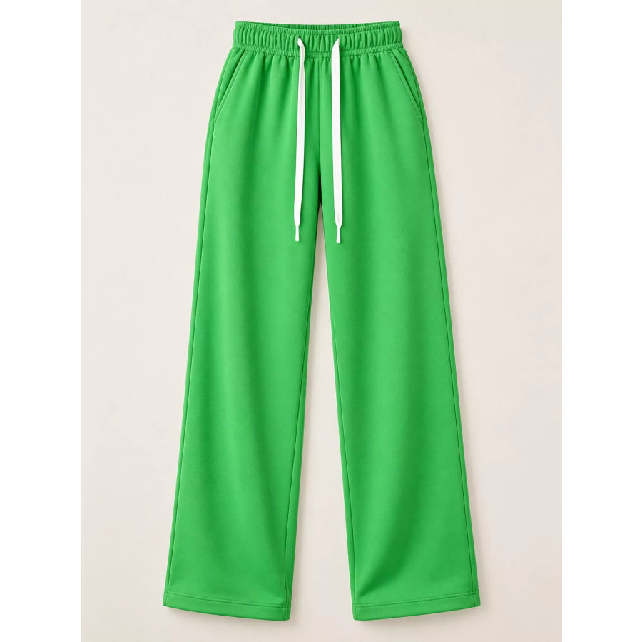 Full Size Wide-Leg Pants with Drawstring Plus Apparel and Accessories