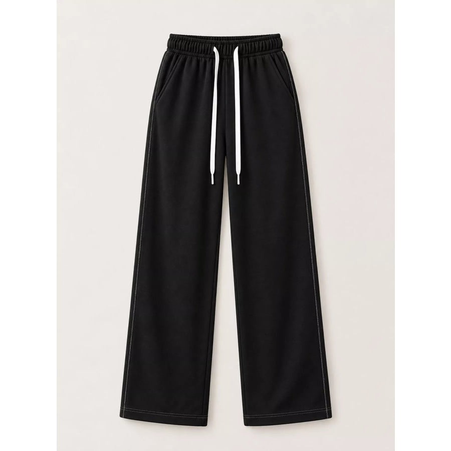 Full Size Wide-Leg Pants with Drawstring Plus Apparel and Accessories