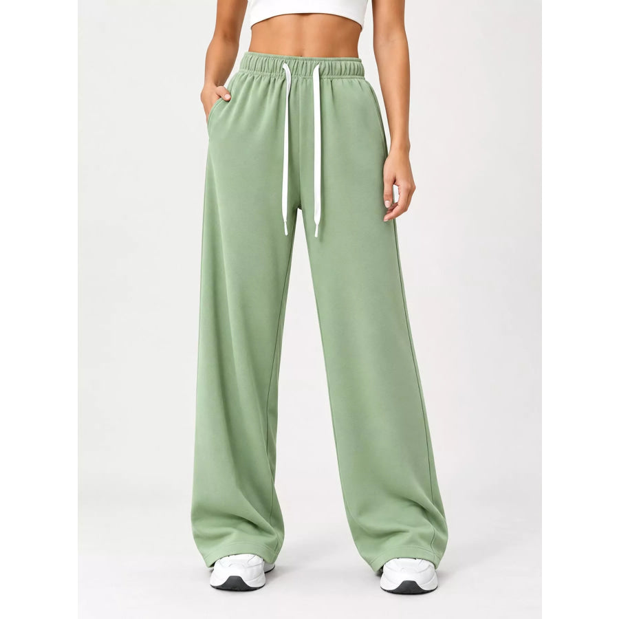 Full Size Wide-Leg Pants with Drawstring Plus Apparel and Accessories