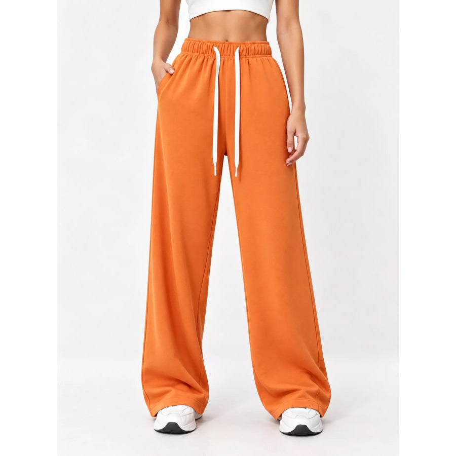 Full Size Wide-Leg Pants with Drawstring Plus Orange / S Apparel and Accessories