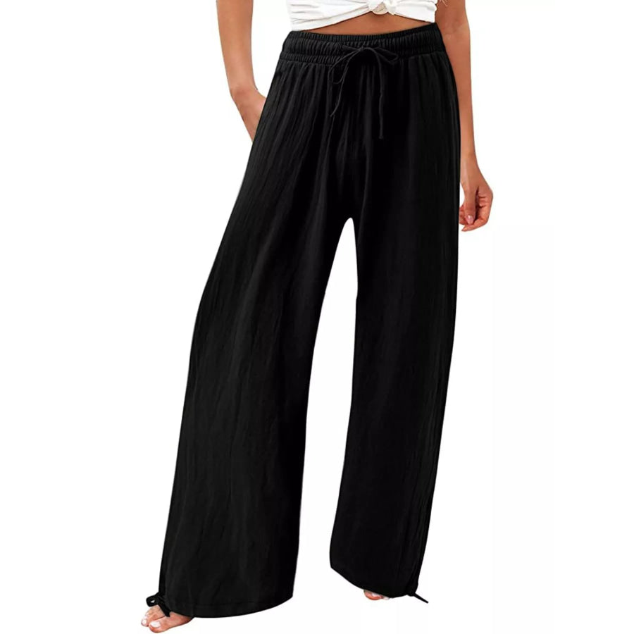 Full Size Wide Leg Pants with Drawstring Waist Plus Size Apparel and Accessories
