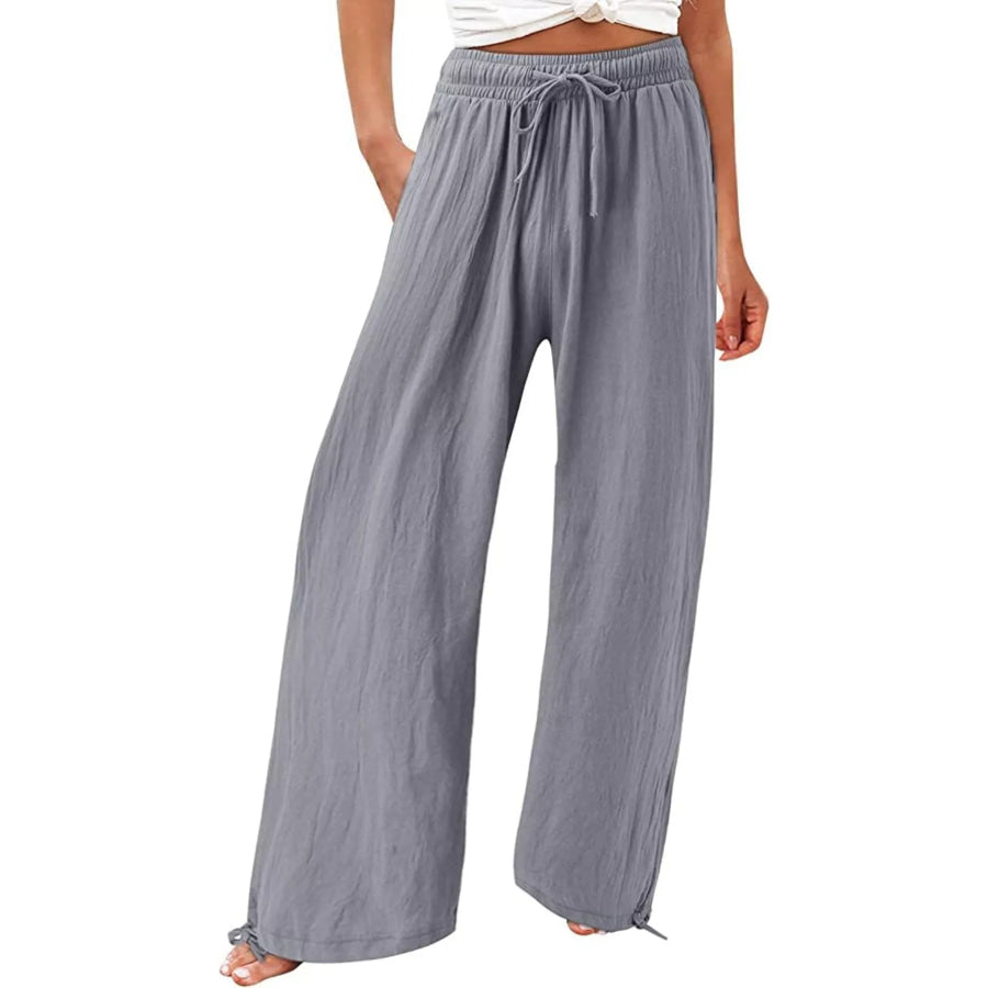 Full Size Wide Leg Pants with Drawstring Waist Plus Size Apparel and Accessories