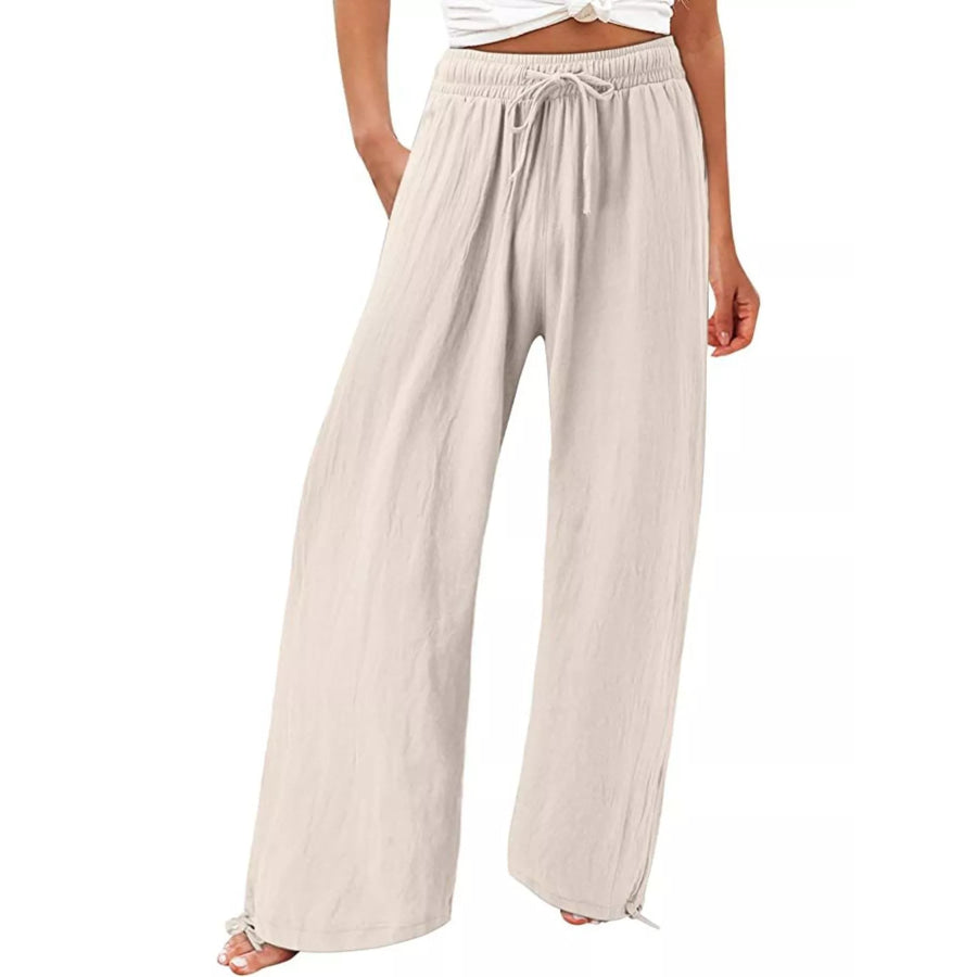 Full Size Wide Leg Pants with Drawstring Waist Plus Size Apparel and Accessories