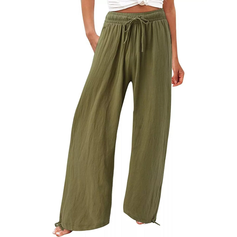Full Size Wide Leg Pants with Drawstring Waist Plus Size Apparel and Accessories
