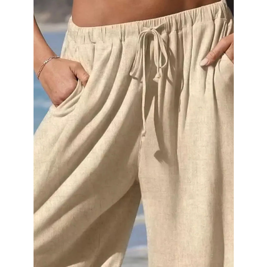 Full Size Wide-Leg Pants with Ruffle Hem Plus Size Apparel and Accessories