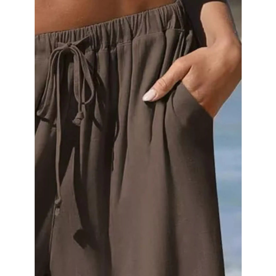 Full Size Wide-Leg Pants with Ruffle Hem Plus Size Apparel and Accessories