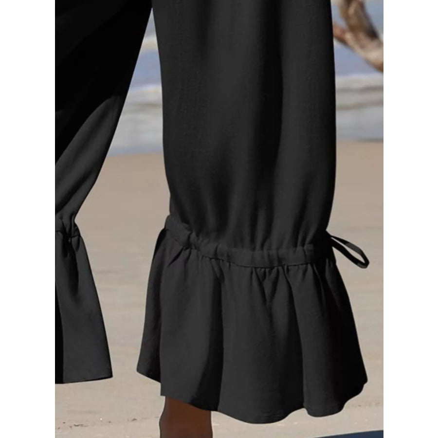 Full Size Wide-Leg Pants with Ruffle Hem Plus Size Apparel and Accessories
