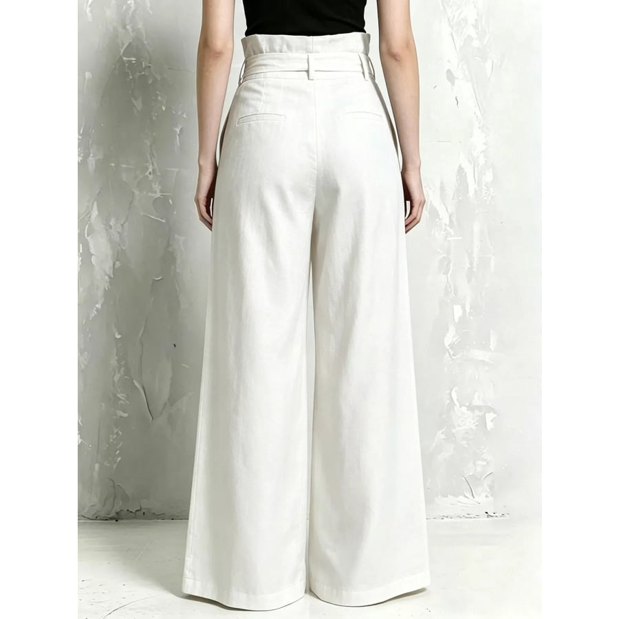 Full Size Wide-Leg Paperbag Waist Pants Plus Size Apparel and Accessories