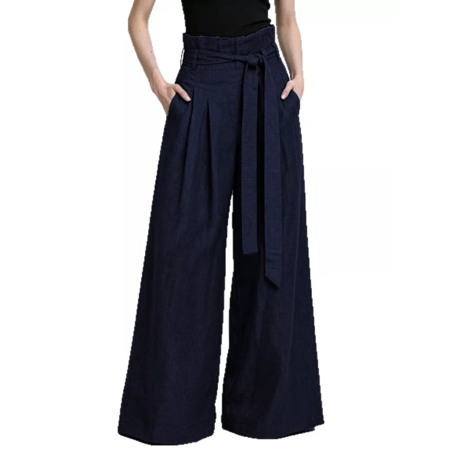 Full Size Wide-Leg Paperbag Waist Pants Plus Size Apparel and Accessories