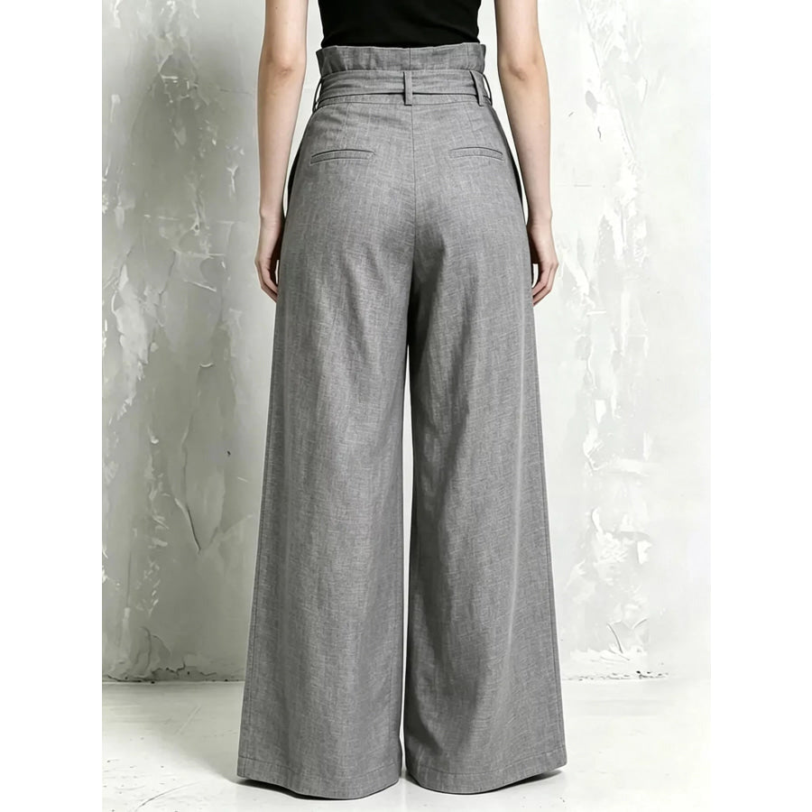 Full Size Wide-Leg Paperbag Waist Pants Plus Size Apparel and Accessories