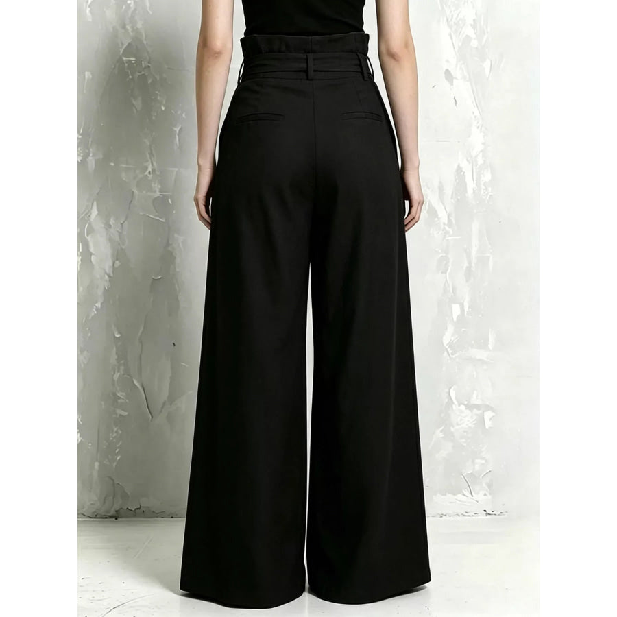 Full Size Wide-Leg Paperbag Waist Pants Plus Size Apparel and Accessories