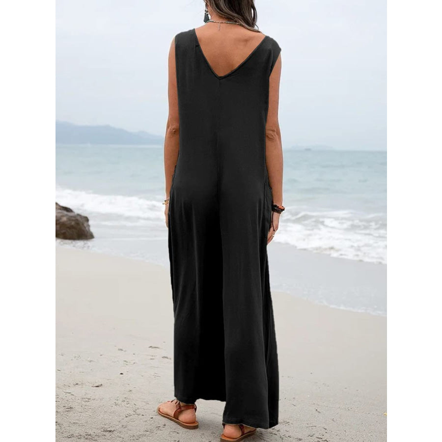 Full Size Wide Strap Jumpsuit with Pockets Apparel and Accessories