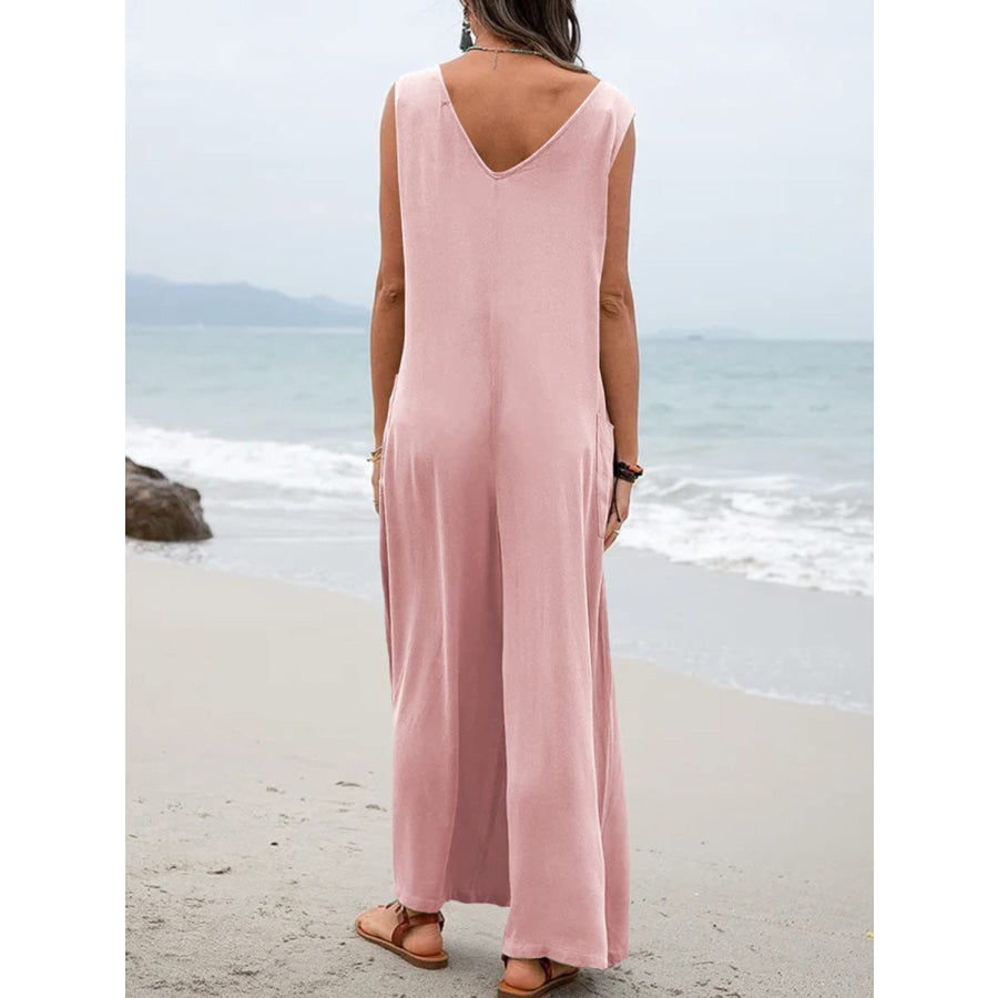 Full Size Wide Strap Jumpsuit with Pockets Apparel and Accessories
